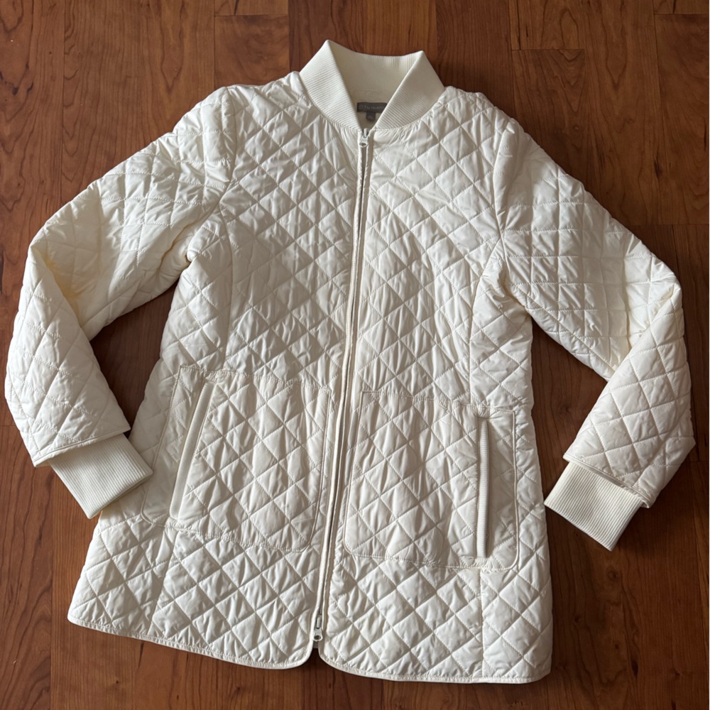 Talbots petite Women's Quilted White Jacket size M